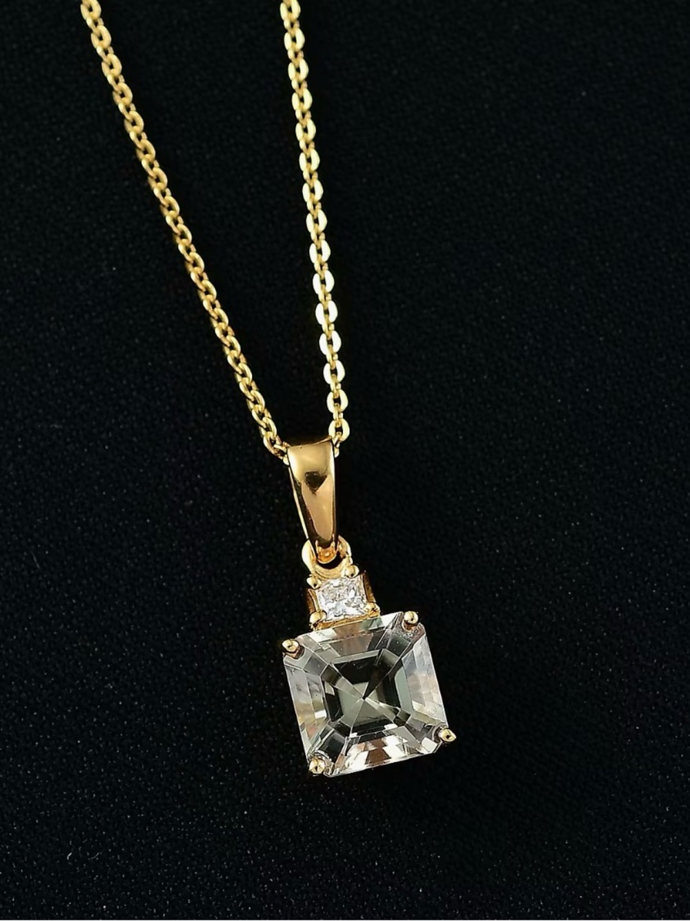 Luxuriant Womens Turkizite/ Lab Diamond Art Deco Pendant Necklace Gold New 20”